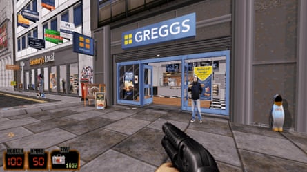 Familiar landmarks … Sainsbury’s and Greggs screenshot.