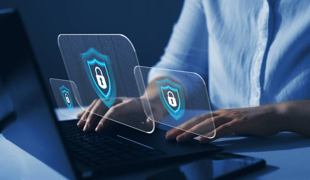 Cyber Security Firewall Interface Protection Concept Businesswoman  Protecting Herself From Cyber Attacks Personal Data Security And Banking  Stock Photo - Download Image Now - iStock