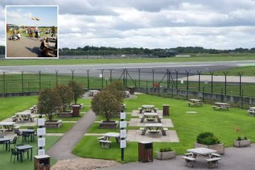 UK airport that has a beer garden right next to the runway 