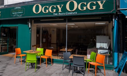 Empty seats outside the Oggy Oggy pasty shop.