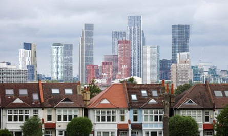 Residential homes with the London skyline in the background