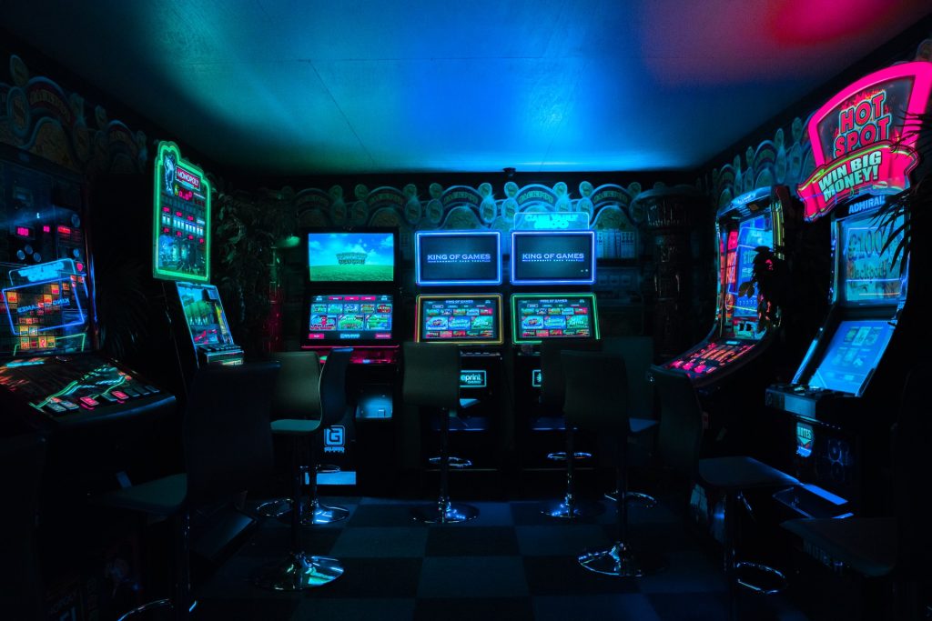 Slots in a dark room