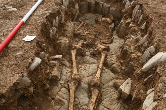 Grave excavation in Cardiff, Wales