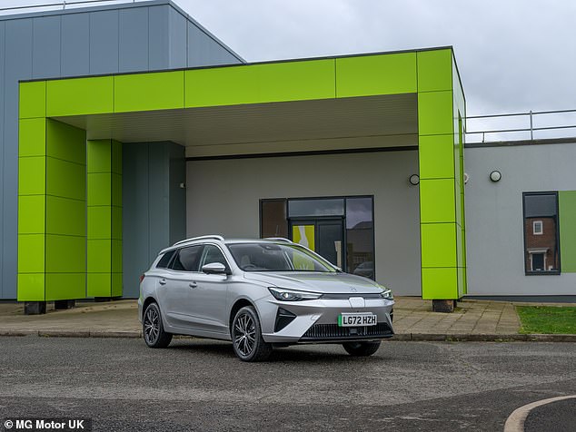 The ASA said both BMW and MG Motor UK had misled consumers by suggesting in their ads that EVs do not produce emissions during the manufacturing process - or when they're being charged by non-renewable electricity. Pictured: MG5 EV