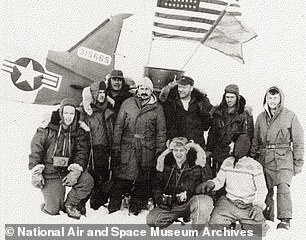 Dr. Crary would go on to become the first man to ever traverse both the North and South poles. Above, Dr. Crary (center) after his team made the first landing of an airplane on an ice floe at the North Pole, May 3rd, 1952
