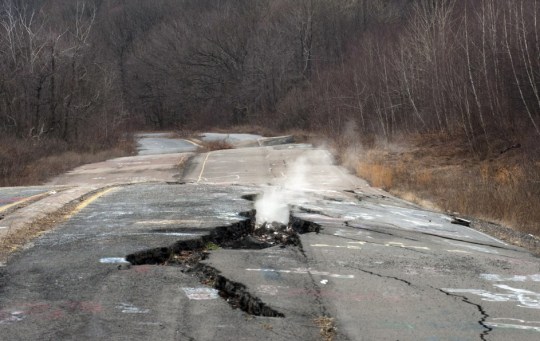 Smoke seeps out from the burning coal mile beneath Centralia