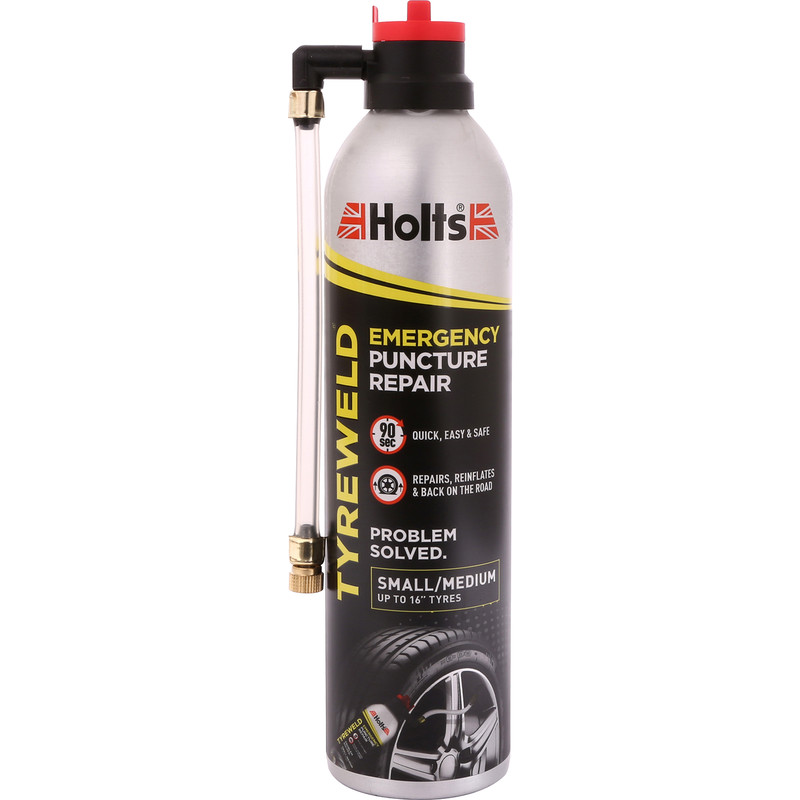 Holts Tyreweld Puncture Repair claims to cause 'no damage' and uses a 'safe non-toxic-formula' which washes off easily