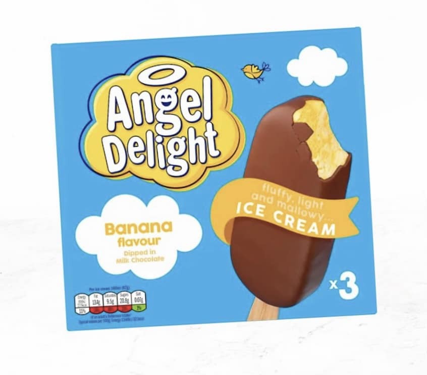 Morrisons has started selling Angel Delight ice cream sticks in two classic flavours, banana and butterscotch